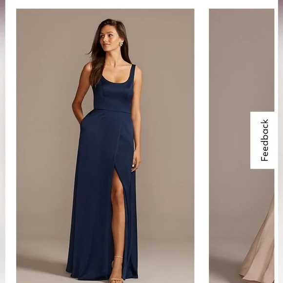 crepe-back satin scoop tank bridesmaid dress Cowl Back Satin Bridesmaid Dress - Champagne main image 0
